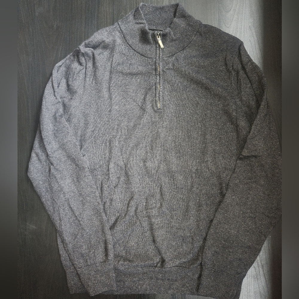 Men's Wallin & Bros Quarter-Zip Sweater 95% Cotton 5% Cashmere - Medium